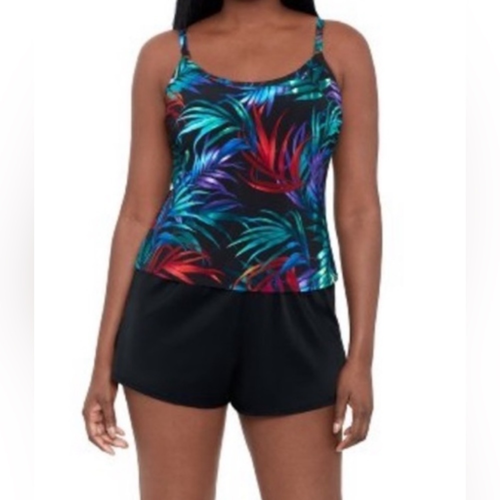 Trimshaper one piece bathingsuit with tummy control 16w.
